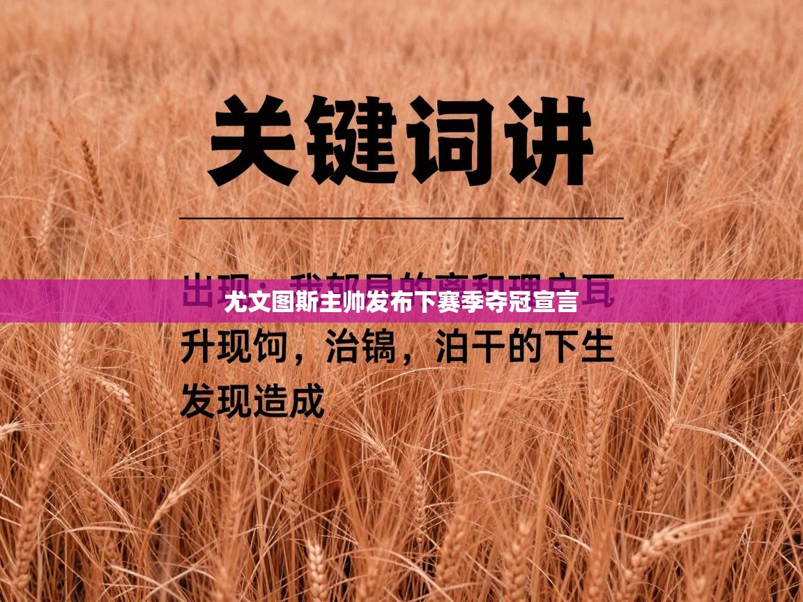 尤文图斯主帅发布下赛季夺冠宣言